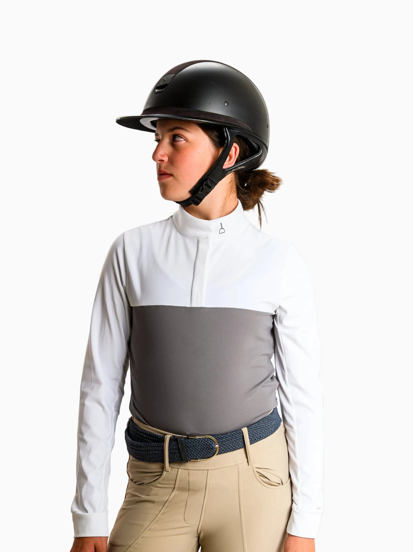 Camisa blanca con gris Gambra