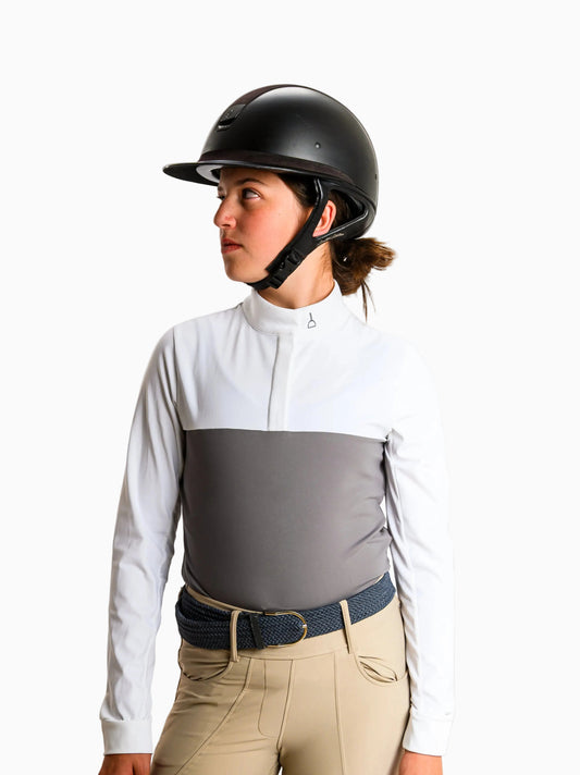 Camisa blanca con gris Gambra