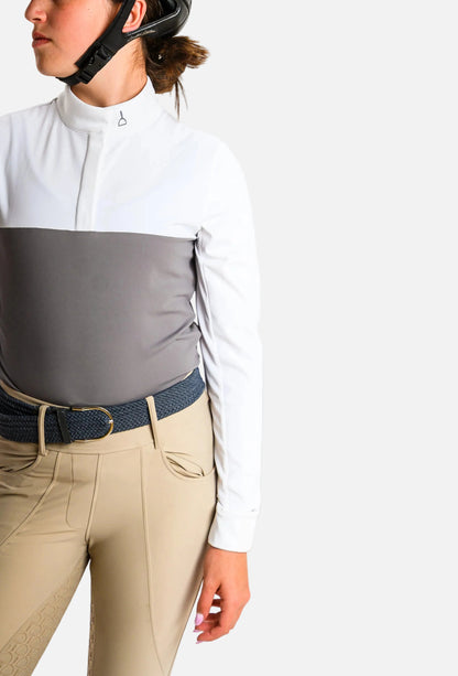 Camisa blanca con gris Gambra